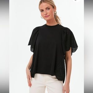 Tuckernuck by POMANDER PLACE Black Eyelet Emi Tee, XL,New